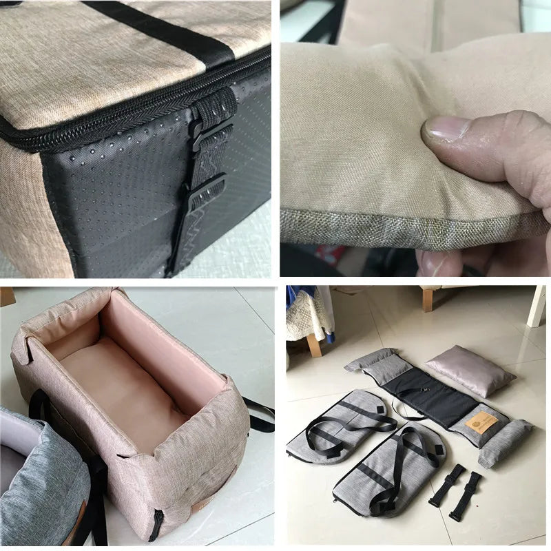Portable Dog Car Seat Bed | Central Car Carrier for Small Dogs & Cats | Safety Travel Bag for Pet Accessories