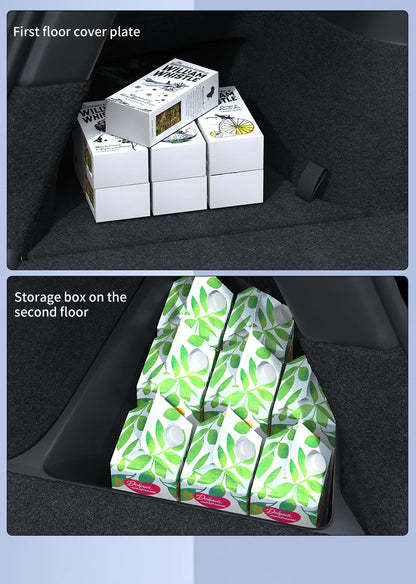 YZ Car Trunk Side Storage Box – Left & Right Organizer for Tesla Model Y Juniper 2021-2025 with Flocking Mat Cover