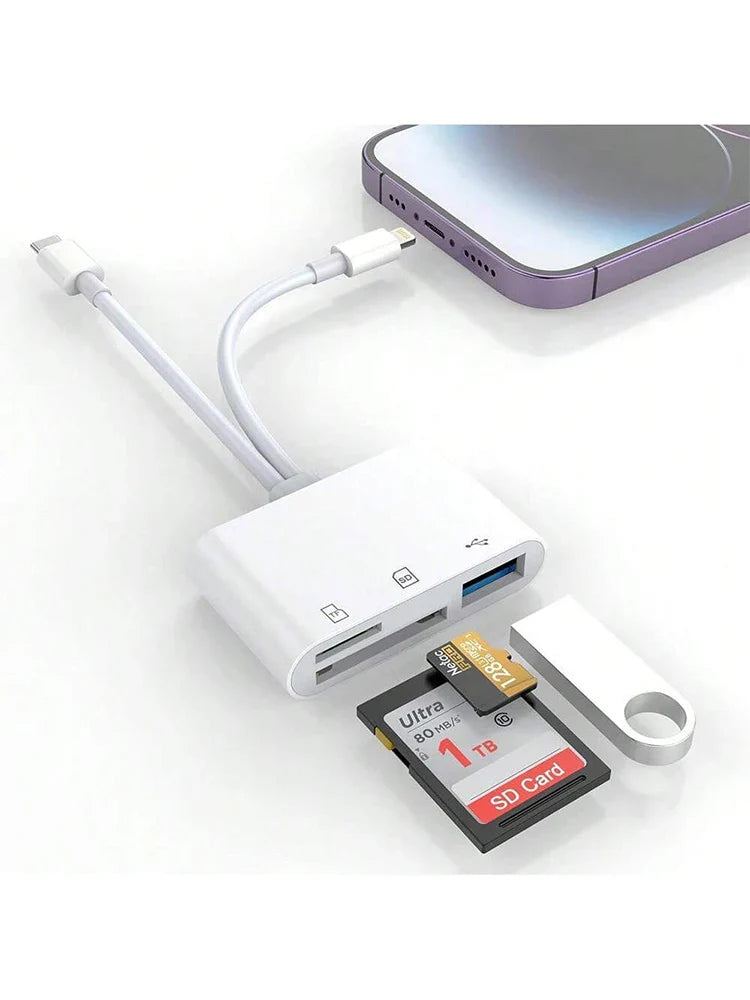 5-in-1 SD Card Reader – Lightning & Type-C to USB 3.0/SD/TF Adapter for iPhone, iPad, MacBook & Android