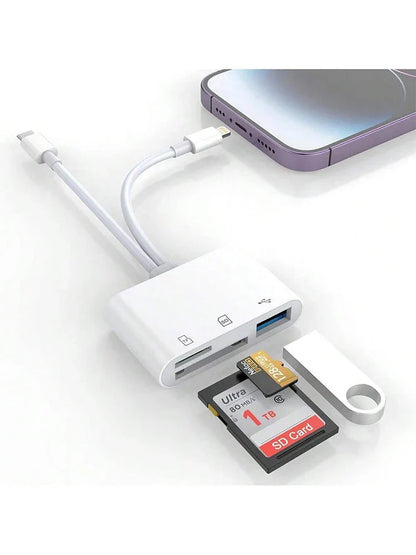 5-in-1 SD Card Reader – Lightning & Type-C to USB 3.0/SD/TF Adapter for iPhone, iPad, MacBook & Android