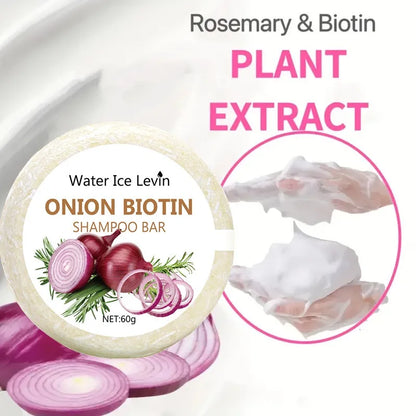 Onion & Biotin Shampoo Soap Bar 60g with Rosemary Extract for Moisturizing Hair Care