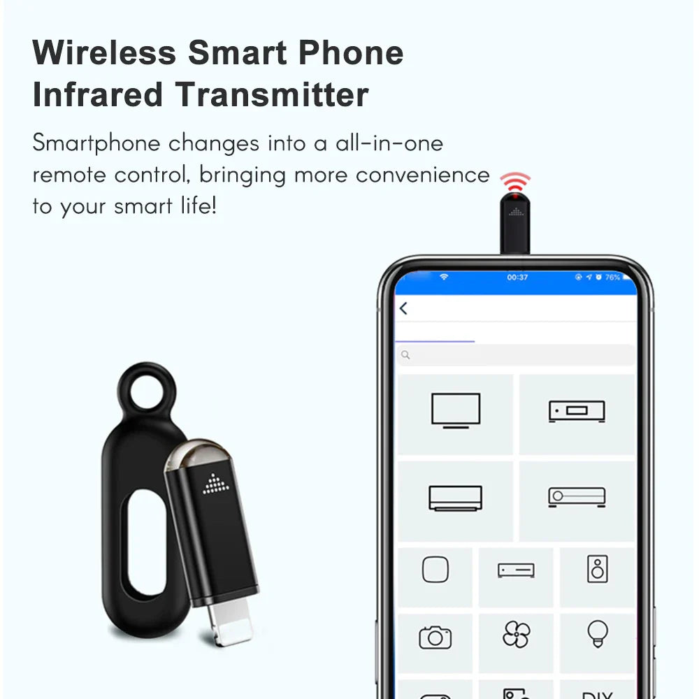 Universal Mini Infrared Transmitter for iOS Smartphones - Smart Remote Controller Replacement for TV, Air Conditioner, Fan, Camera, and More