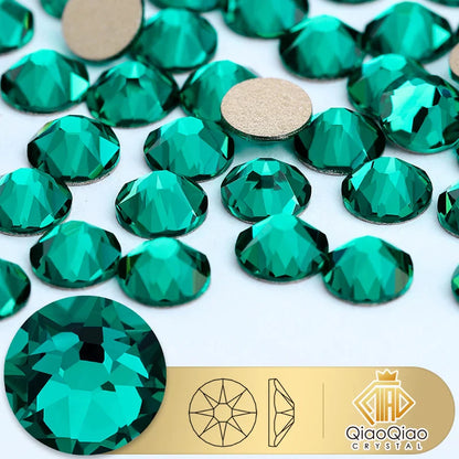 QIAO 2088 Crystal Nail Art Rhinestones — Flat Back Non-Hotfix Strass for DIY Nail Decorations (8 Big + 8 Small)