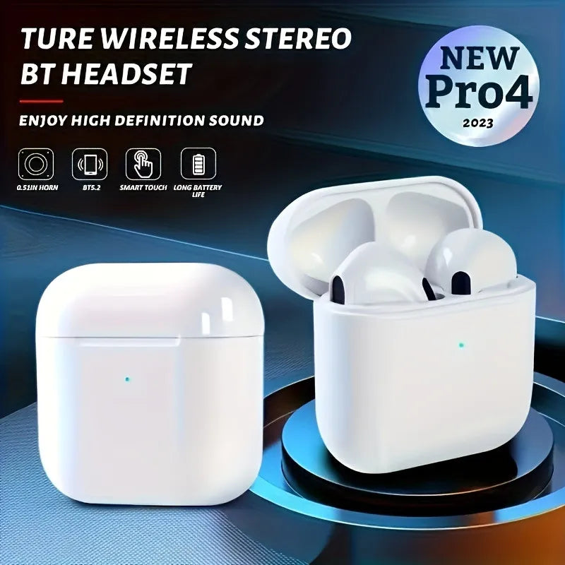 Pro 4 TWS Wireless Earbuds – Bluetooth 5.3 Waterproof Headphones with Mic for Xiaomi & iPhone