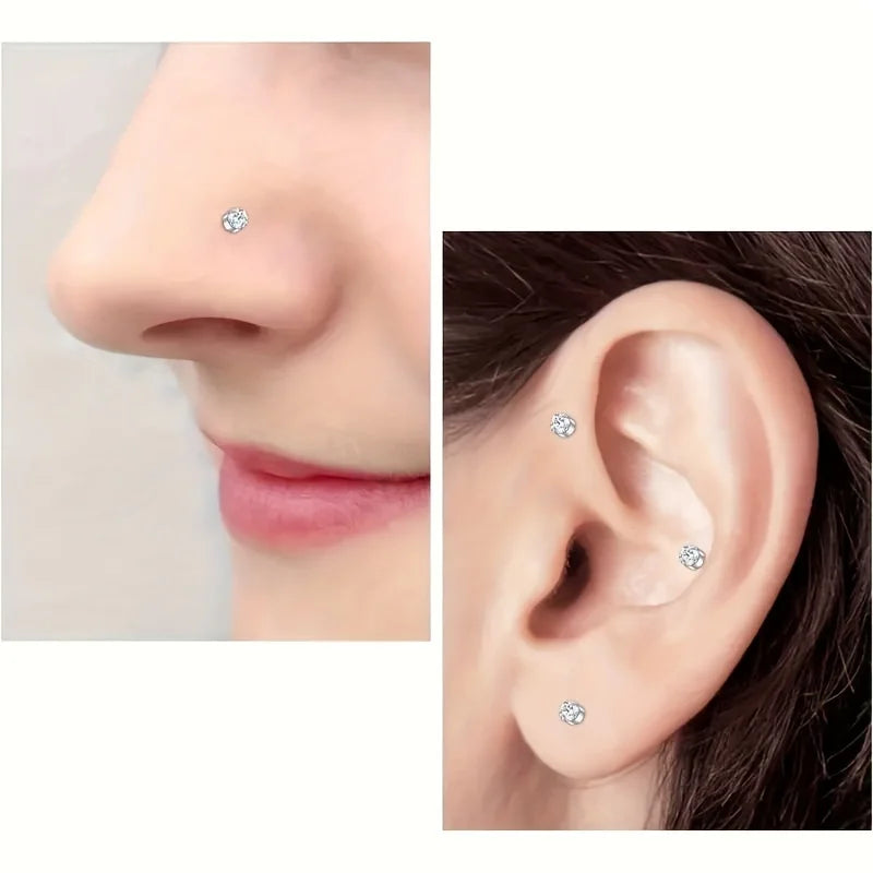 Magnetic Faux Nose Stud Set - 2 Piece No Piercing Punk Style Women’s Vintage Nose Jewelry