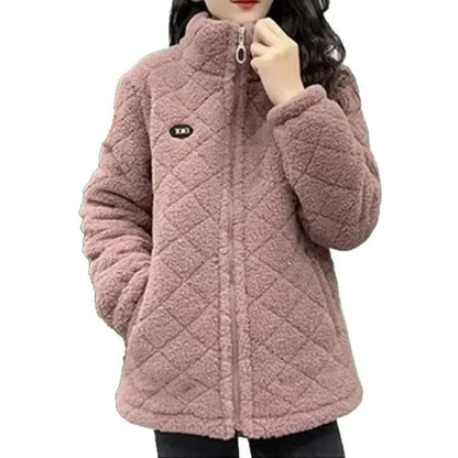 Women’s Thickened Hooded Cotton Jacket – Fleece-Lined Winter Coat, Warm Mommy-Style Outerwear by AE Stock