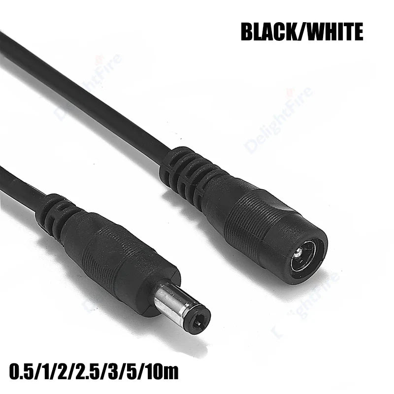 DC Power Extension Cable 5.5×2.1mm – 0.5M to 10M 22AWG Male to Female Cable for CCTV & LED Lights