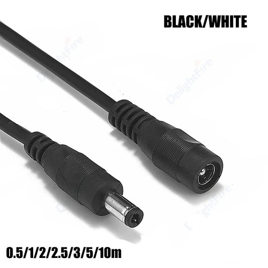 DC Power Extension Cable 5.5×2.1mm – 0.5M to 10M 22AWG Male to Female Cable for CCTV & LED Lights