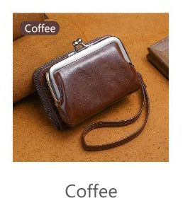 Women’s Fashion Minimalist Wrist Strap Wallet – Retro Short Zero Wallet with Large Capacity, Multi-Card Pockets & Money Clip