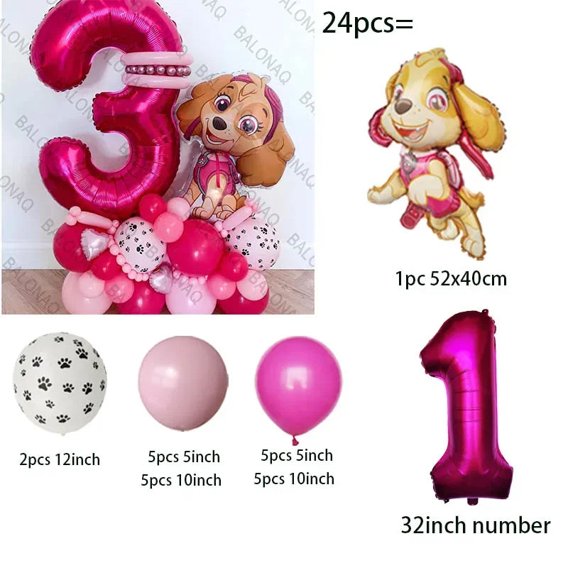 Pink Paw Patrol Party Supplies for Girls – Skye Balloons, Cups, Plates & Tablecloth for Birthday & Baby Shower