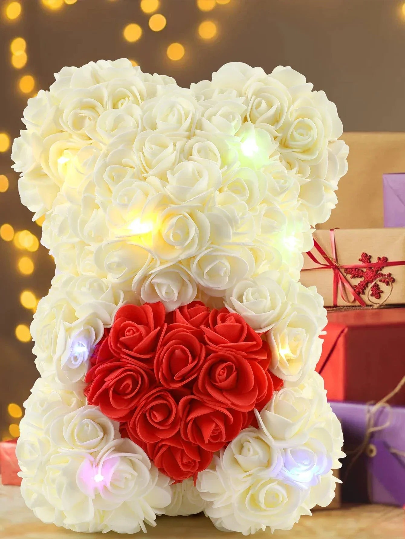 25cm Eternal Rose Teddy Bear – Artificial Flower Gift for Mom, Mother’s Day, Birthday, Valentine’s & Anniversary