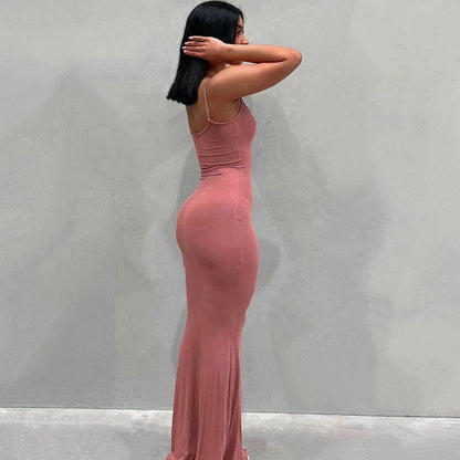 Satin Slip Maxi Dress: Sleeveless Backless Y2K Summer Bodycon - Elegant Sexy Outfits for Ladies Birthday Party Club Sundress