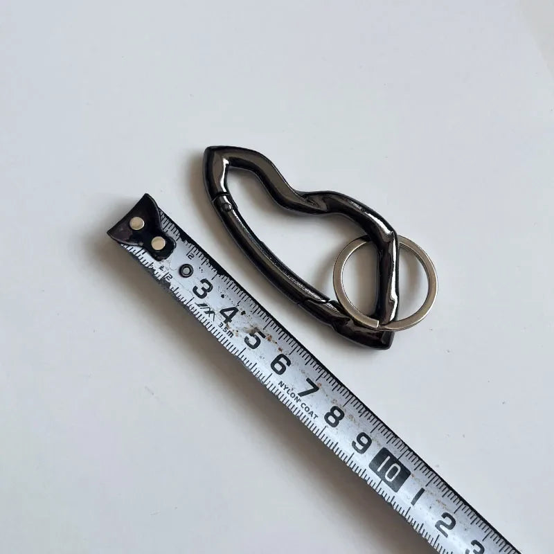 Unisex Essential Belt Icon Carabiner Keychain – Blackout Oval Solid Buckle for Men & Women Bag Accessories
