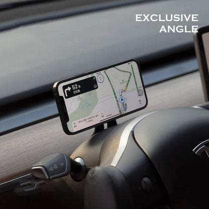 Magnetic Steering Wheel Phone Holder for Tesla Model 3/Y/S/X – Universal Auto Mount Stand for Apple, Xiaomi & Huawei Smartphones