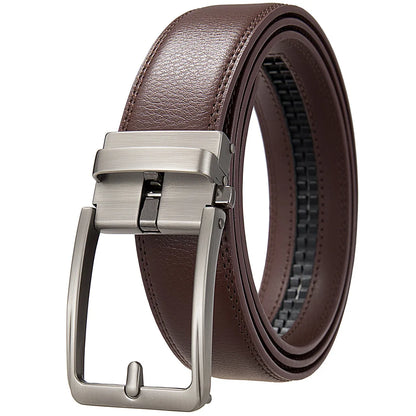 Genuine Leather Men's Click Belt – Luxury Designer Automatic Buckle for Jeans, High-Quality Waist Strap