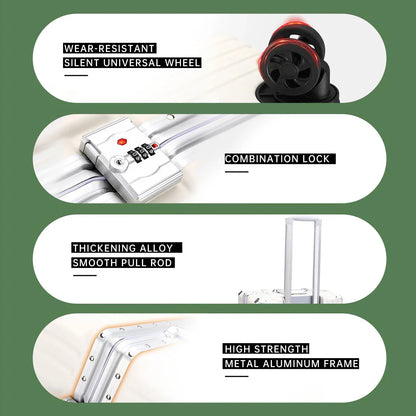 Aluminum Frame Rolling Luggage – 20/24/26/28 Inch Suitcase with USB Port, Combination Lock & Wheels