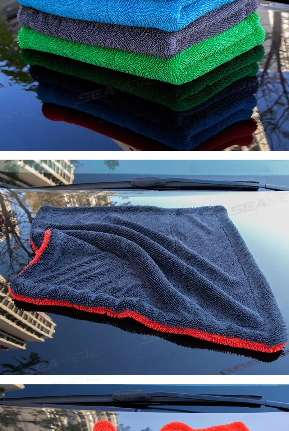 SEAMETAL 1200GSM Microfiber Car Towel – Ultra-Soft Heavy-Duty Drying & Detailing Cloth