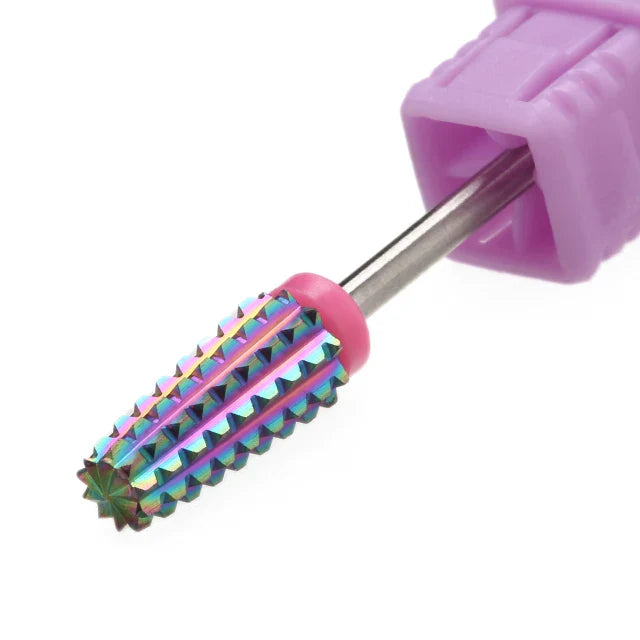 Purple 5-in-1 Tapered Carbide Nail Drill Bits - Milling Cutter for Manicure, Gel & Acrylic Removal, Nail Accessories Tool