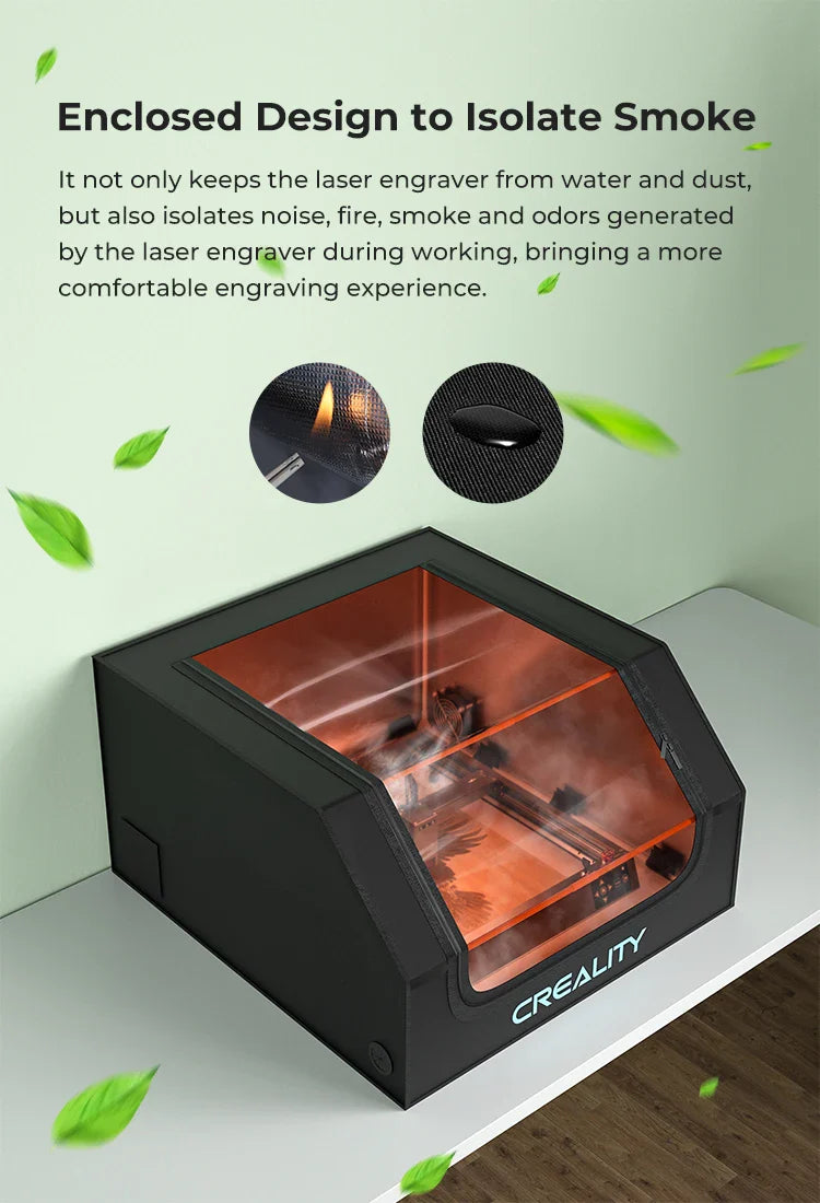 Creality Laser Engraver Enclosure – Fireproof & Dustproof Protective Cover with Exhaust Fan, 700x720x400mm