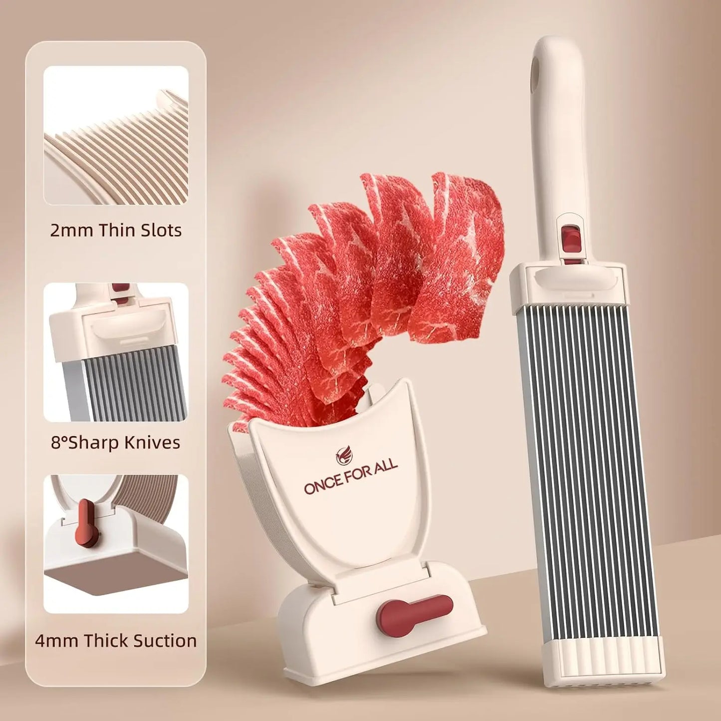 ONCE FOR ALL Meat Slicer Knife Set — Manual Kitchen Cleaver for Slicing & Shredding Fresh Beef