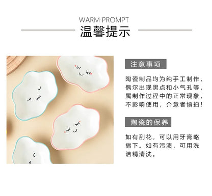 Ceramic Cute Cloud Dipping Sauce Dish — Hot Pot Seasoning Bowl, Soy Vinegar Plate, Salad & Dessert Tableware for Kitchen