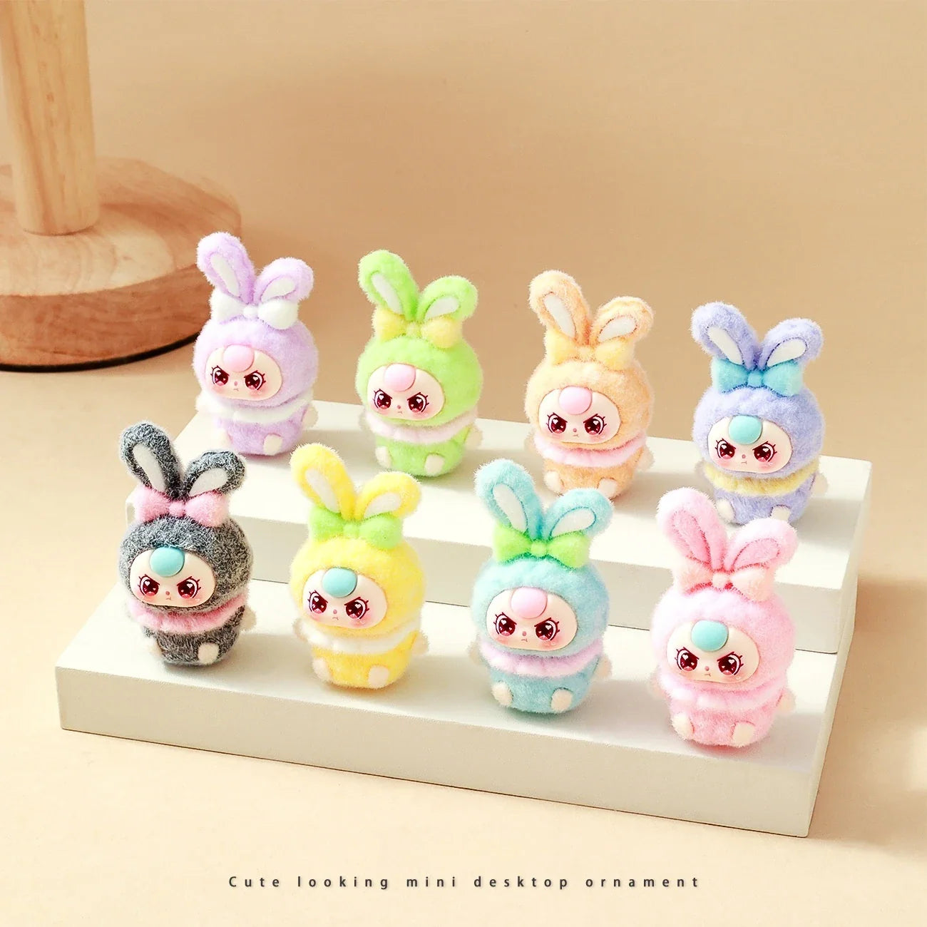 9pcs Babythree Dimoo Anime Flocked Action Figures Decorative Pendant Kawaii Desktop Dolls Toy Gifts