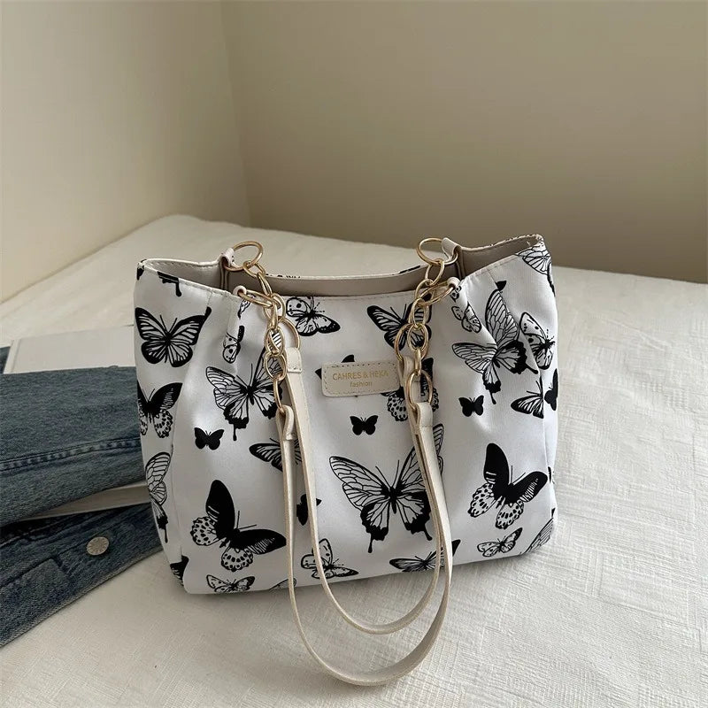 Women’s Nylon Animal Print Shoulder Tote Bag – Large Capacity Casual Handbag for Teen Girls Gift