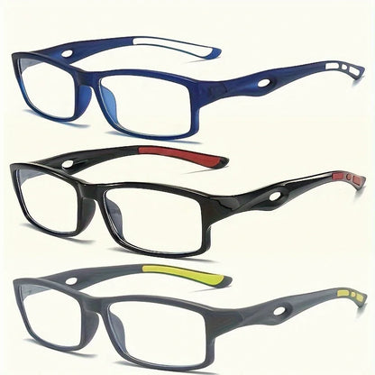 5PCS Sport Style Non-Prescription Reading Glasses – Anti-Blue Light Rectangular Full Rim Eyewear with PC Frame
