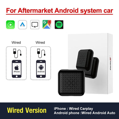 Carlinkit Wireless CarPlay Activator & Android Auto Wired USB Dongle AI Box with Bluetooth Charger & MirrorLink for Android Radio