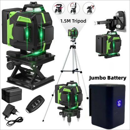 16-Line Green Laser Level — Professional Self-Leveling 360° Tripod Laser Nivel Autonivelant
