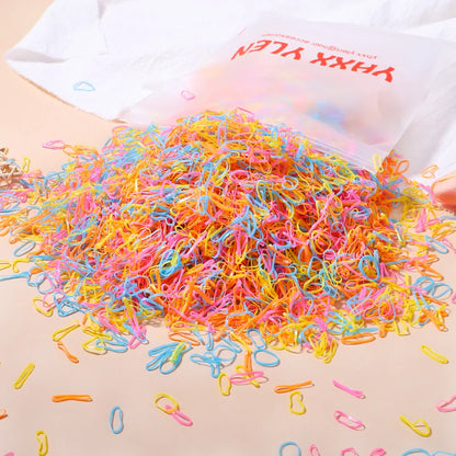 500/1000/2000PCS Colorful Disposable Rubber Hair Ties – Ponytail Holders for Girls & Kids Hair Accessories