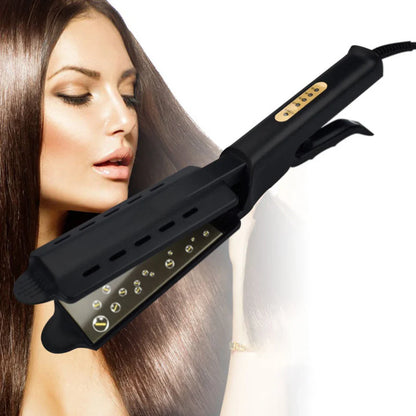 Hair Straightener with Four-gear Temperature, Ceramic Tourmaline Ionic Flat Iron for Women, Wide Panel Design