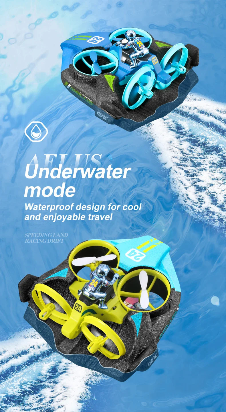 4DRC Mini RC Drone – 3-in-1 Sea, Land & Air Quadcopter with Altitude Hold, Headless Mode & 2.4G Remote Control Helicopter Toy