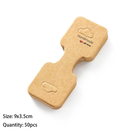 50PCS Blank Jewelry Display Cards — Foldable Adhesive Price Tag Holders for Necklaces & Bracelets, Small Business Packaging Supplies