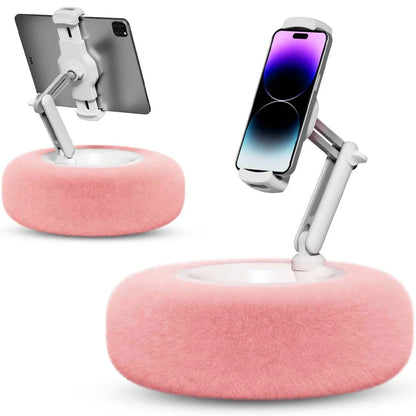 2024 Plush Pillow Phone and Tablet Stand - Adjustable Desktop Bracket for Live Streaming and Video Chats - Lazy Tablet Holder