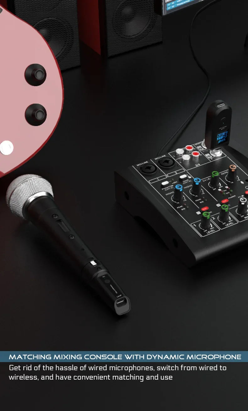 UHF Wireless Microphone Adapter – XLR Transmitter & Receiver for Dynamic Mics, Guitar, Audio Mixer & PA System