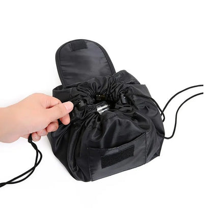 50X62CM Drawstring Elastic Makeup Storage Bag - Women's Portable Travel Black Handbag with Large Capacity, Trendy Storage Bags