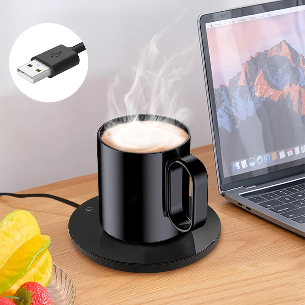 USB Mug Warmer – Electric Coffee & Tea Cup Heater Thermostatic Heating Coaster for Home & Office