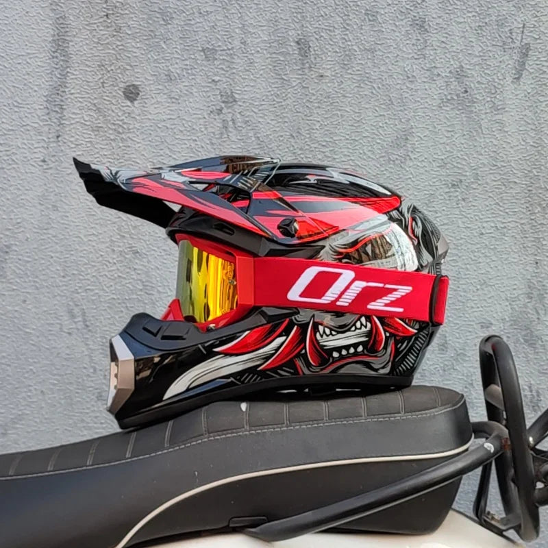 Off-Road Motorcycle Helmet - Bicycle Downhill AM DH Mountain Bike Casco, Cross & Motocross Safety Helmet