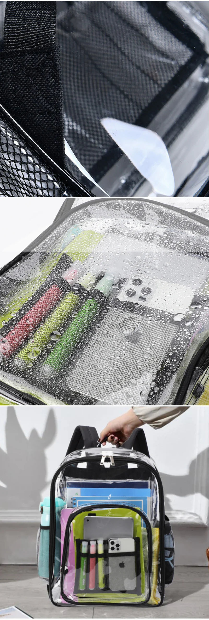 Transparent Shoulder Backpack | Unisex Large Capacity Waterproof Multifunctional Bag for Men & Women