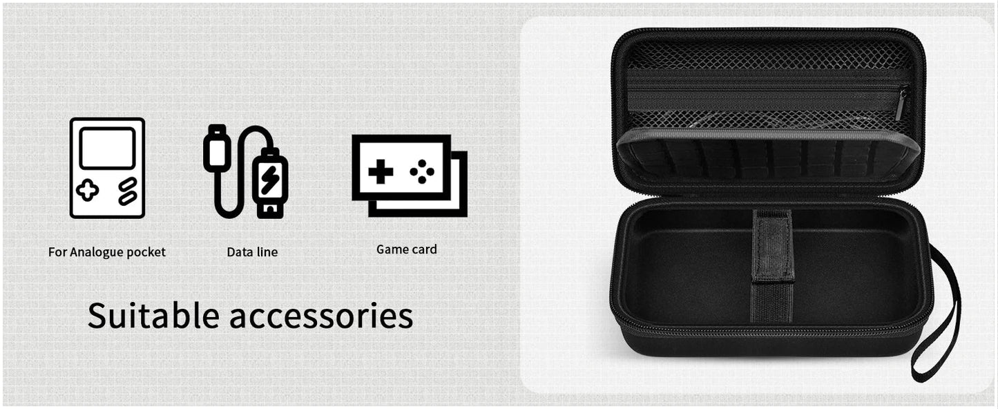 Hard Case for Analogue Pocket Handheld Console — Portable Mini Game Player Storage Bag for Game Cards