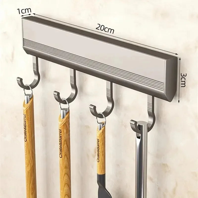 Wall Mounted Punch-Free Hooks Rack – Multi-Purpose Kitchen & Bathroom Utensil, Towel, Robe, and Coat Holder