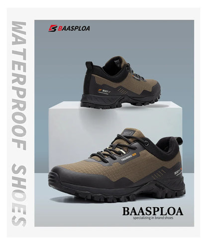 Baasploa Men’s Waterproof Hiking Shoes — Anti-Skid, Wear-Resistant Outdoor Travel Sneakers