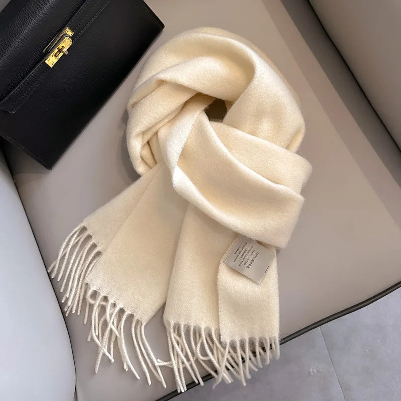 Winter Narrow Wool Scarf – 28 Colors, 100% Wool Solid Color Unisex Scarf for Men & Women, Warm and Cold-Proof