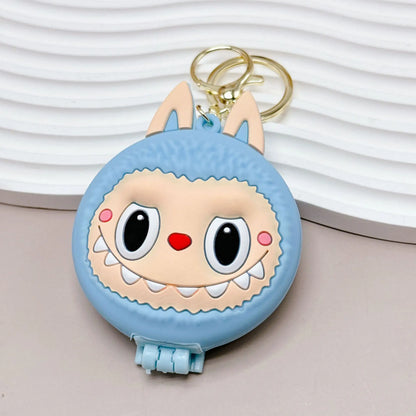 Kawaii Labubu Monsters Zimomo Mococo Comb Mirror Keychain – Cute Portable Air Cushion Comb Gift for Girls