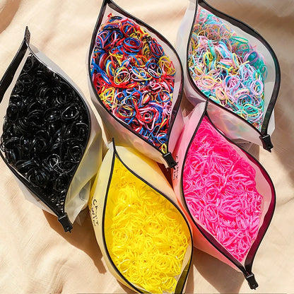 500/1000/2000PCS Colorful Disposable Rubber Hair Ties – Ponytail Holders for Girls & Kids Hair Accessories