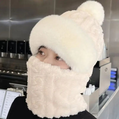 Women’s Winter Ski Mask with Ear Protection – Plush Lined Windproof One-Piece Scarf & Hat for Outdoor Sports