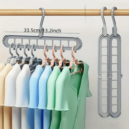 3pcs Foldable 9-Hole Plastic Hangers – Heavy Duty Space-Saving Clothes Organizer for Closet & Home