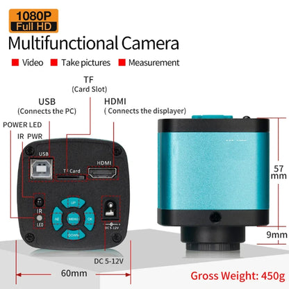 1080P 4K Digital Microscope — Full HD Industrial C-Mount Camera for PCB Welding & Mobile Phone Repair Stand