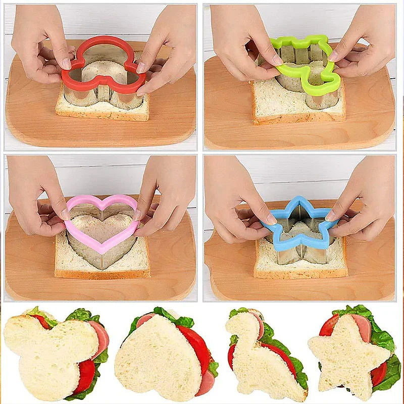Children's Sandwich and Cookie Cutters Set - Fun Shapes Food Mold for Bread, Fruit, Vegetables - Kid-Friendly Baking Tools